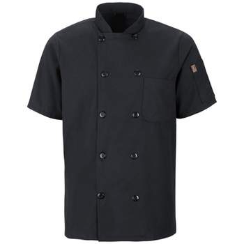 Red Kap Men's Short Sleeve Chef Coat With Oilblok + Mimix, Black - 4X Large