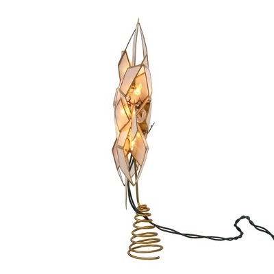Gold Capiz Shell Double Point Star Christmas Tree Topper, 11.75"
