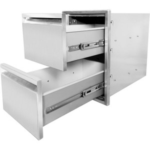 Steel Outdoor Kitchen Drawers, Flush Mount BBQ Access Drawers with Venting Panel & Handle, Weatherproof for BBQ Island, Patio Grill Station - 1 of 4