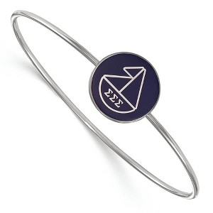 Black Bow Jewelry Sterling Silver Sigma Sigma Sigma Greek Life Bangle Bracelet 8 Inch - 1 of 3