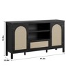 Rattan Sideboard Buffet Cabinet with Drawer & Open Shelves, Boho Farmhouse Coffee Bar for Kitchen, Dining or Living Room - 2 of 4