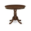 HomeStock 3-Piece Antique Walnut Finish Solid Wood Top - Round Upholstered Dining Room Set - (Seats-4) - 3 of 4