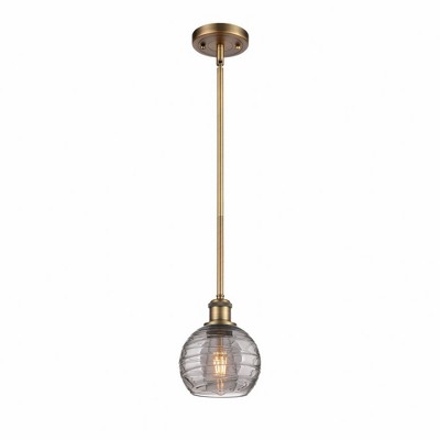 Athens Deco Swirl - 1 Light Stem Hung Mini Pendant In Industrial Style-8 Inches Tall and 6 Inches Wide