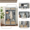 FURNIinspire Hall Trees Modern Hall Tree Entryway Bench Clothes Rack, Coat Rack With Rattan Door Shelves, Shoe Cabinets, Gray, 18.5"*40"*64.5" - 4 of 4