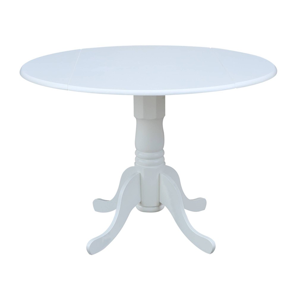 Photos - Dining Table 42" Mason Round Dual Drop Leaf Extendable  White - Internation