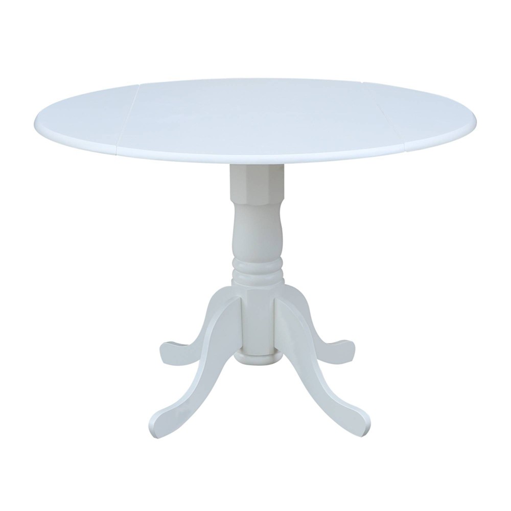 Photos - Garden & Outdoor Decoration 42" Mason Round Dual Drop Leaf Extendable Dining Table White - International Concepts: Hardwood Pedestal Base, Seats 4