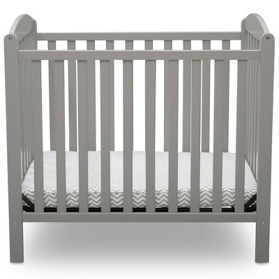 Gray Mini Convertible Baby Crib with Mattress