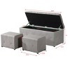 VYNXARIA 1 Piece Rectangular Storage Ottoman Fabric Linen with 2 Set Ottomans (Beige) - 3 of 4