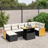 vidaXL 8 Piece Patio Sofa Set with Cushions Black Poly Rattan - Black and Cream without storage - 2 of 4
