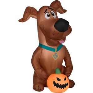 Gemmy Airblown Inflatable SCOOB with Pumpkin, 5 ft Tall, Brown - 1 of 4