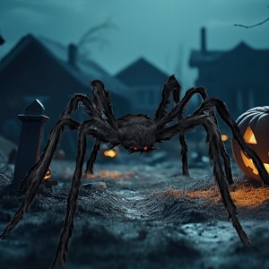 Joyfy 5 Ft Halloween Giant Spider Outdoor Decorations Scary Hairy Spider, Plush Spider for Yard Patio Lawn Garden Window Creepy Halloween Decor Props - 1 of 4
