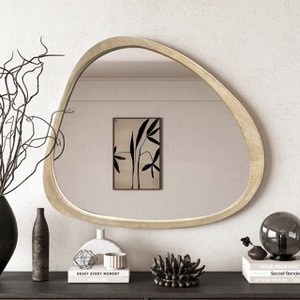 45 Inch Asymmetrical Wall Mirror Wooden Framed Mirror Large Sized Dressing Mirror, for Living Room, Bedroom, Bathroom, Hallway or Entry Way, Wood - 1 of 1