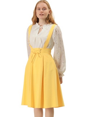 INSPIRE CHIC Women's High Waist Overall Corset Skater Suspender Dresses