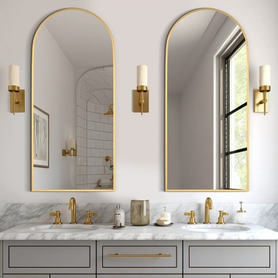 Spassway Set of 2 Arched Bathroom Mirrors Decorative Wall Mirrors Modern Wall Decor for Living Room Bedroom Entryway