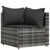 vidaXL 4 Piece Patio Lounge Set - Elegant Gray Poly Rattan with Cushions, Weather-Resistant, Sturdy Steel Frames, Tempered Glass Table, Modular Design - 4 of 4