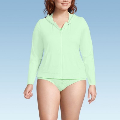 Lands' End Women's Long Sleeve Hooded Full Zip UPF 50 Rash Guard
