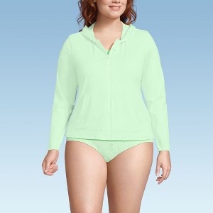 Lands' End Women's Long Sleeve Hooded Full Zip UPF 50 Rash Guard - 1 of 3