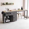74.5" Kitchen Island Cart with Extendable Dining Table, 2 Drawers, 4-Door Storage Cabinet, Spice Rack, Locking Wheels, Kitchen and Dining Cabinets - 4 of 4