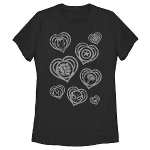 Women's Marvel Hero Icon Hearts T-Shirt - 1 of 4
