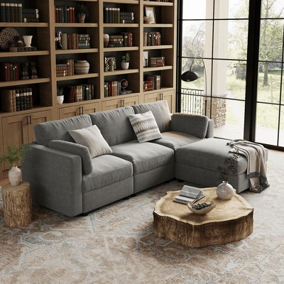 Modular Sectional Sofa, L-Shaped Convertible Sectional Couches with Ottoman, Oversized Modular Couch for Living Room
