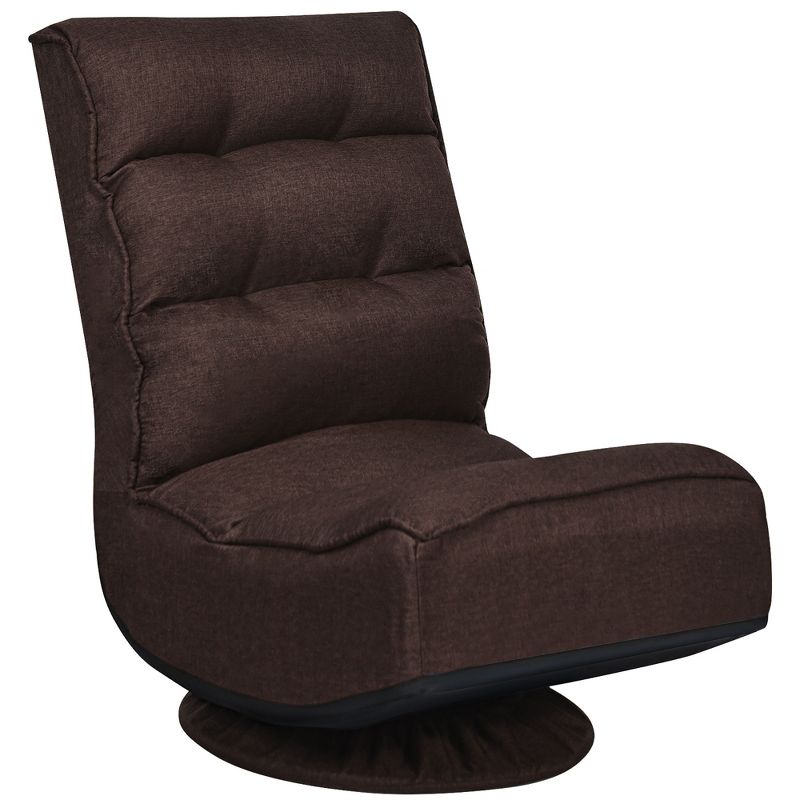 Costway Gaming Chair Fabric 5-Position Folding Lazy Sofa 360 Degree Swivel Grey\ Black\Coffee, 1 of 11