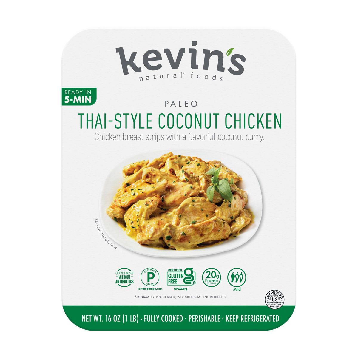 Kevin's Foods Gluten Free Thai-Style Coconut Chicken - 16oz