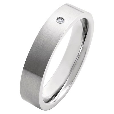 Men's Crucible 0.02 CT. T.W. Round Cut Diamond Stud Bezel Set Ring in Titanium (H-I-SI2)