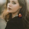 Gothic Witch Cameo Dangle Earrings with Crystal Glass, Vintage Punk Victorian Halloween Statement Jewelry for Women - 4 of 4