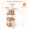 Costway 68” Tall Cat Tree Wood Cat Tower w/ 3 Padded Perches Multi-Level Climbing Furniture - 3 of 4