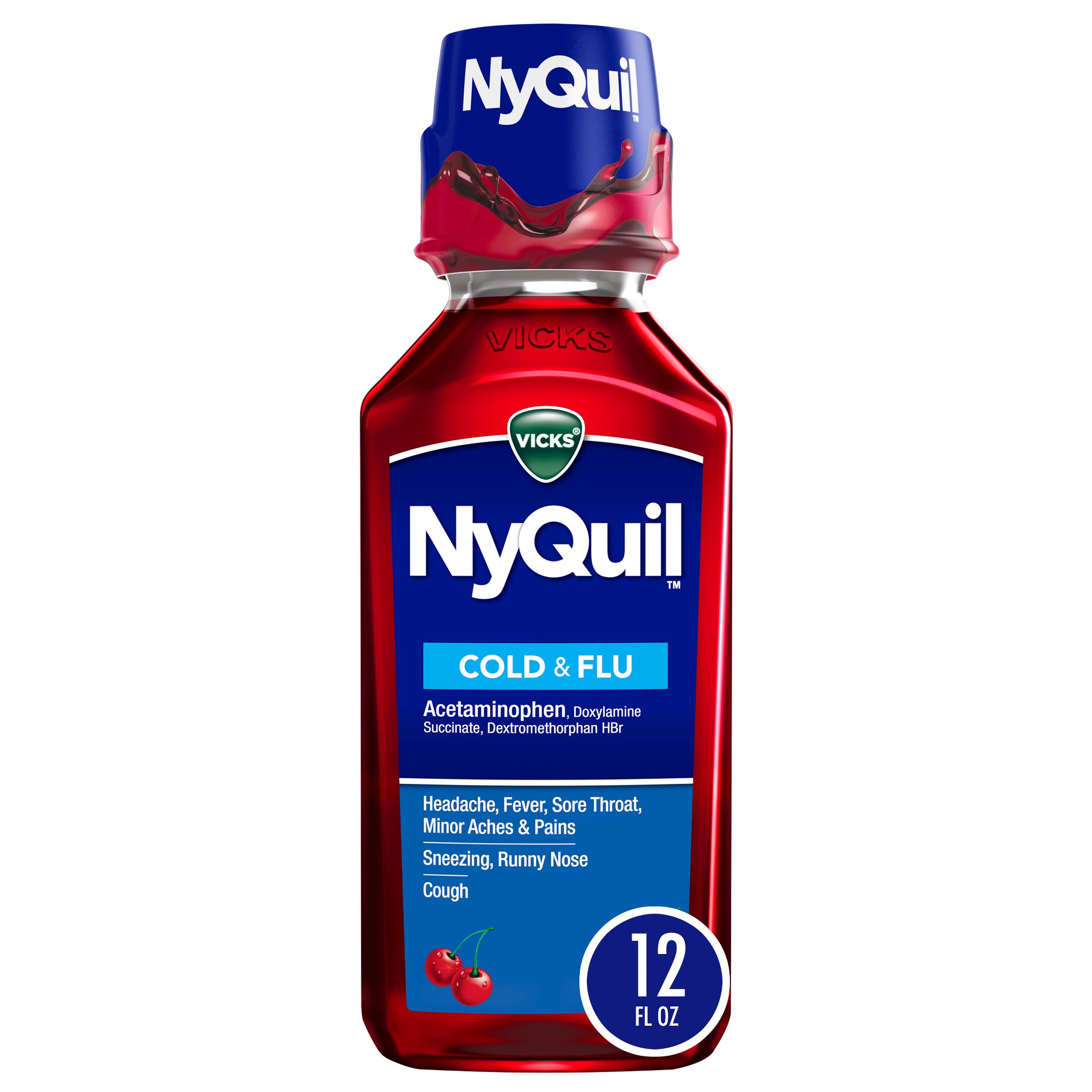 Vicks NyQuil Cold & Flu Medicine Liquid - Cherry - 12 fl oz