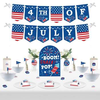 Big Dot of Happiness Firecracker 4th of July - DIY Red, White and Royal Blue Party Signs - Snack Bar Decorations Kit - 50 Pieces