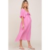 Pinkblush Pink Front Tie Ruffle Sleeve Maternity Midi Dress - 2 of 4