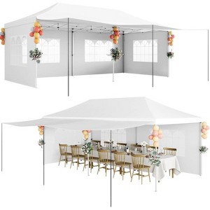 10x20 Pop Up Canopy Tent, Commercial Heavy Duty Canopy Tents with Roller Bag, Tents with 6 Removable Sidewalls, Upgraded Thickened Legs, 6 Sand Bags - 1 of 4