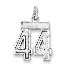 Black Bow Jewelry Sterling Silver, Varsity Collection, Small D/C Pendant, Number 44 - 1 of 4