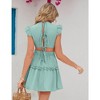 Women's Ruffle Cap Sleeve Crew Neck Layered Elastic Empire Waist Tie Back Solid Mini Dress - 4 of 4