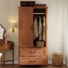 V Shape Armoire Wardrobe Closet with 2 Doors and 2 Drawers, 71.06" Farmhouse Wooden Tall Bedroom Storage Cabinet with Hanging Rod, Large Capacity - 3 of 4