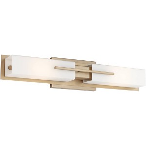 Possini Euro Design Midtown Modern Wall Light Burnished Brass Hardwire 23 1/2" 2-Light Fixture White Glass Shade for Bedroom Bathroom Living Room - 1 of 4