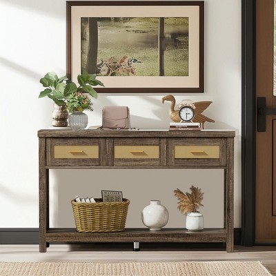 Resenkos Console Desk Table, Console Table, Entryway Table, Side Table, Display Table,51.2" Industrial 2-Tier Narrow Sofa Table Entryway Table with 3