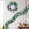 Pre-Lit Artificial Christmas Wreath 24", Snow Flocked Front Door Decorative Xmas Wreath with Warm Lights,Christmas Balls - 2 of 4