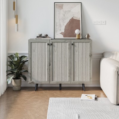 NicBex 38.19" Modern 3-Doors Sideboard,Kitchen Storage Cabinets with Adjustable Shelf for Kitchen and Dining Room,Gray