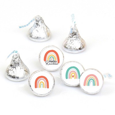 Big Dot of Happiness Hello Rainbow - Boho Baby Shower and Birthday Party Round Candy Sticker Favors - Labels Fits Chocolate Candy (1 sheet of 108)