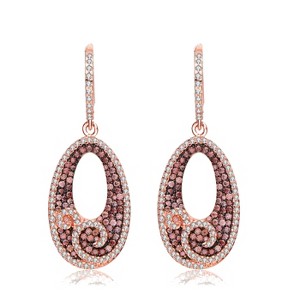 Guili Sterling Silver Rose Gold Plated Dangling Earrings with Coffee Cubic Zirconia, an Exquisite and Unique Jewelry Piece for a Bold Statement - 1 of 4