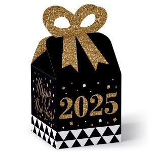 Big Dot of Happiness New Year's Eve - Gold - Square Favor Gift Boxes - 2025 New Years Eve Party Bow Boxes - Set of 12 - 1 of 4