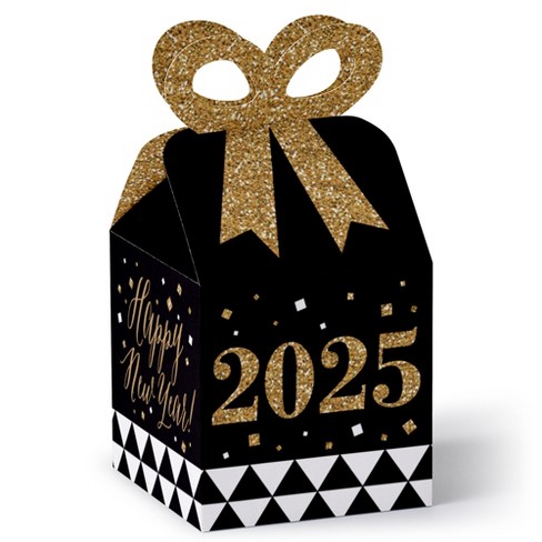 Big Dot of Happiness New Year's Eve - Gold - Square Favor Gift Boxes - 2025 New Years Eve Party Bow Boxes - Set of 12 - image 1 of 4