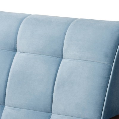 Asta Light Blue Velvet Upholstered Wood Armchair