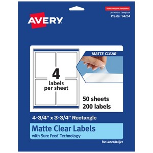 Avery Matte Clear Labels,  4-3/4" x 3-3/4" Rectangle - 1 of 4