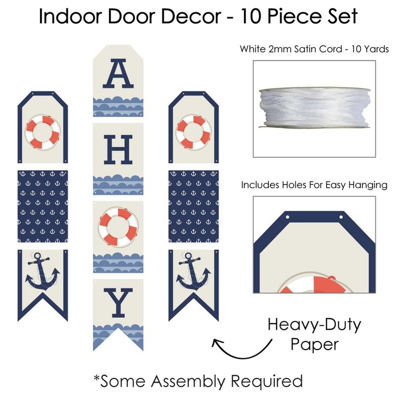 Big Dot of Happiness Ahoy - Nautical - Hanging Vertical Paper Door Banners - Baby Shower or Birthday Party Wall Decoration Kit - Indoor Door Decor, 5 of 8
