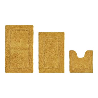 Lux Premium 100% Cotton  Ultra-Soft Tufted Solid Reversible 3 Piece Bath Rug Set, Water-Absorbent, Durable, Machine Washable Bathroom Rug