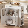 Coolmee 42 inch Kitchen Island Cart -  Wood Top with Drawer, 3-Tier Shelves & Locking Wheels, Farmhouse Mobile Storage for Small Kitchens - 4 of 4
