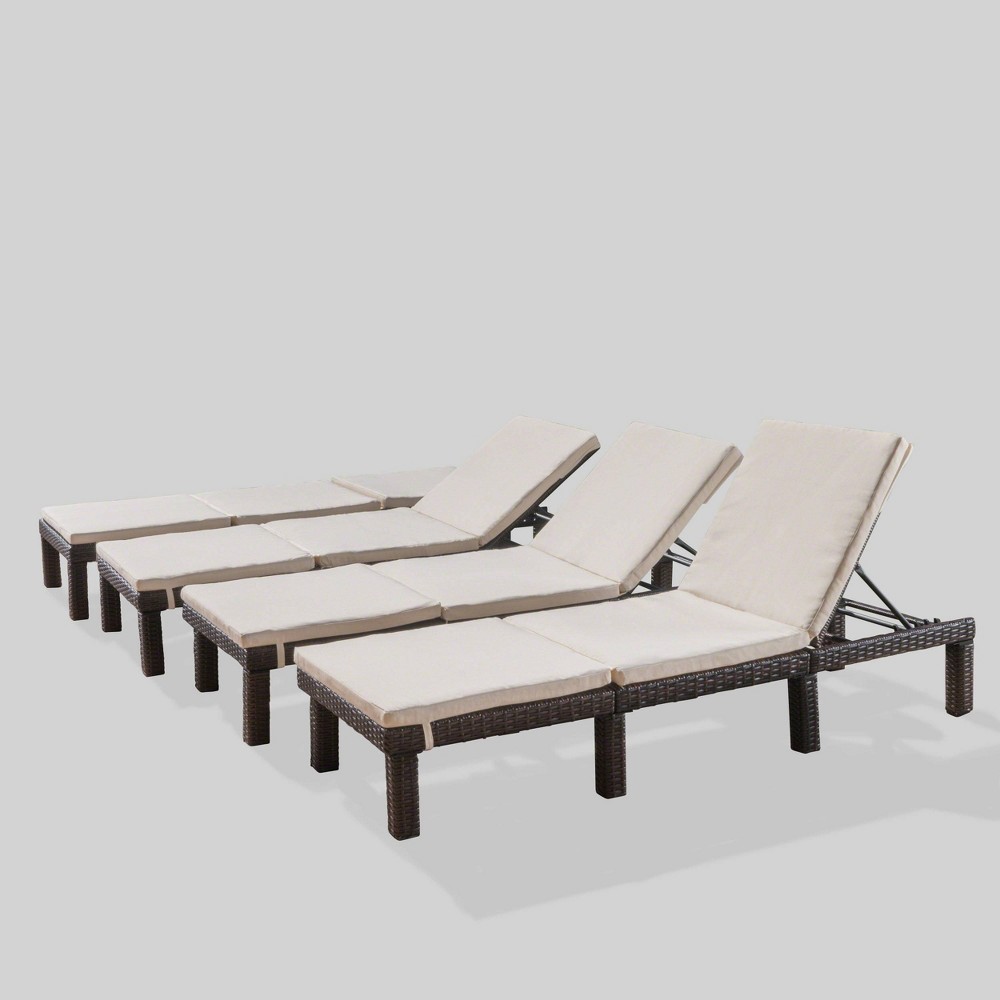 Jamaica 4pk Wicker Chaise Lounges - Off-White - Christopher Knight Home